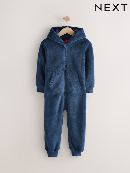Navy All-In-One Fleece Pyjamas (3-16yrs) (E90752) | £23 - £34