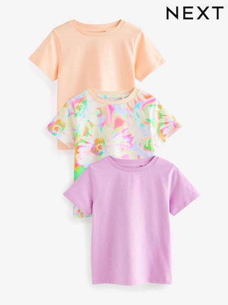 Purple/Orange 3 Pack T-Shirts (3-16yrs) (E91492) | £11 - £17