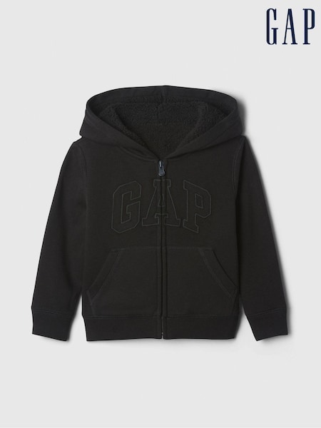 Gap Black Logo Sherpa-Lined Zip Hoodie (6mths-5yrs) (E91537) | £25