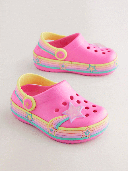 Bright Pink Star Light Up Clogs (E91538) | £14 - £15