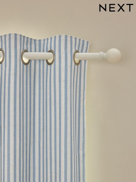 Blue Stripe Eyelet Blackout Curtains (E91642) | £55 - £95