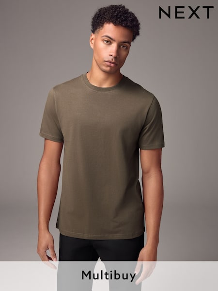 Neutral Brown Regular Fit Essential Crew Neck Cotton T-Shirt (E91685) | £8