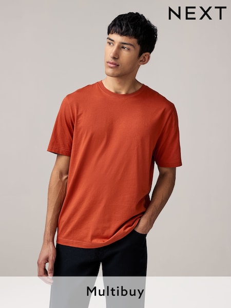 Orange Regular Fit Essential Crew Neck Cotton T-Shirt (E91689) | £8