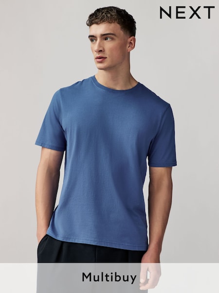 Blue Regular Fit Essential Crew Neck Cotton T-Shirt (E91690) | £8