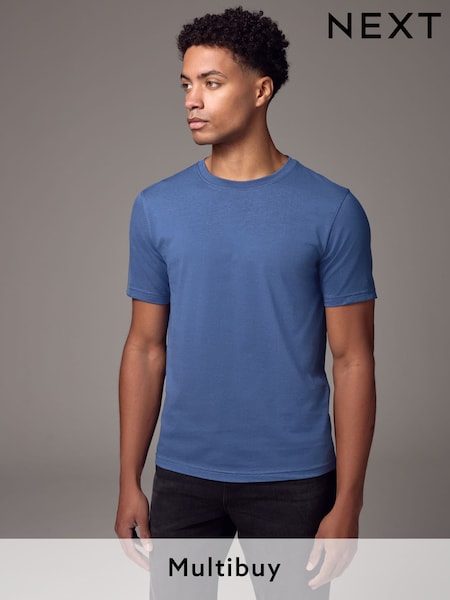 Blue Slim Fit Essential Crew Neck Cotton T-Shirt (E91691) | £8