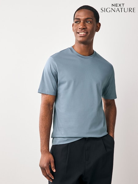 Blue Regular Fit Regular Fit Signature SUPIMA® Cotton Crew Neck T-Shirt (E91696) | £18.50