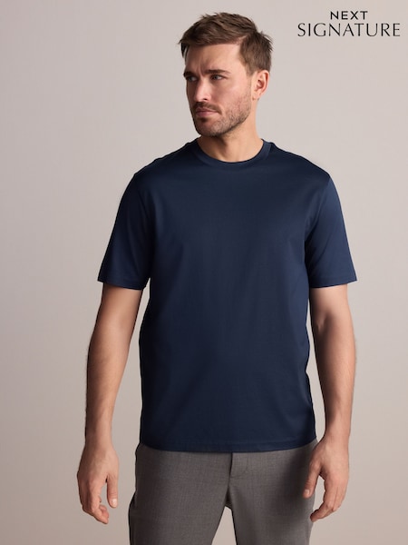 Navy Regular Fit Regular Fit Signature SUPIMA® Cotton Crew Neck T-Shirt (E91705) | £18.50