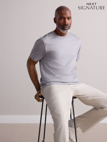 Grey Regular Fit Regular Fit Signature SUPIMA® Cotton Crew Neck T-Shirt (E91709) | £18.50