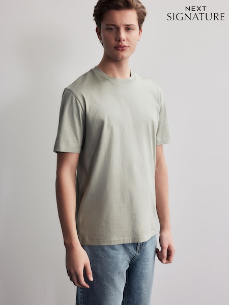 Green Regular Fit Regular Fit Signature SUPIMA® Cotton Crew Neck T-Shirt (E91710) | £18.50