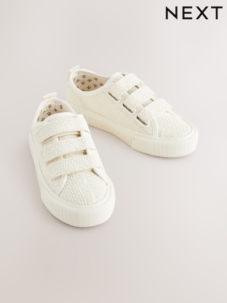 Neutral White Broderie Touch Fastening Trainers (E91823) | £22 - £29