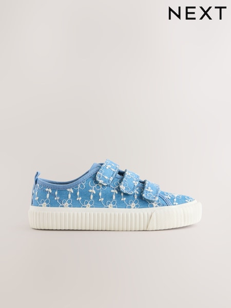 Blue Denim Broderie Touch Fastening Trainers (E91825) | £22 - £29