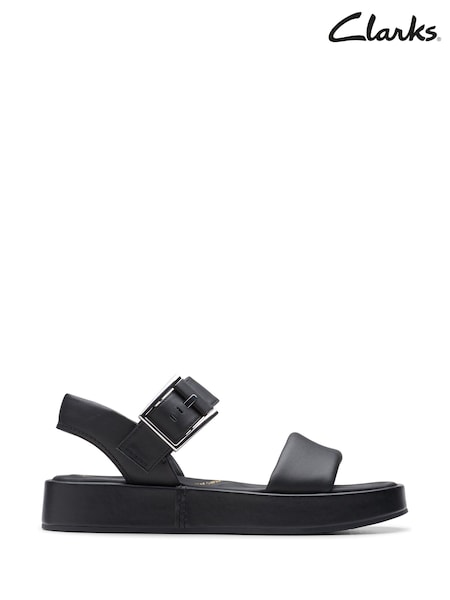 Clarks Black Leather Alda Strap Sandals (E92002) | £75