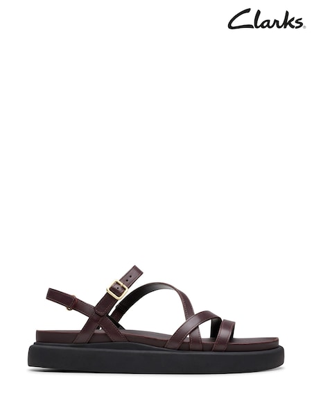 Clarks Red Leather Aristella Rose Sandals (E92020) | £70