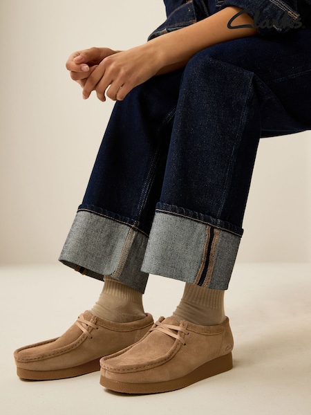 Clarks Dark Sand Suede Wallabee EVO Shoes (E92073) | £100