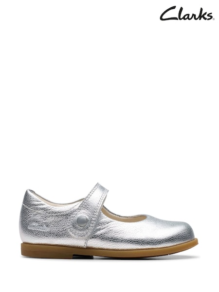 Clarks Silver Standard Fit (F) Drew Tap Toddler Shoes (E92287) | £38