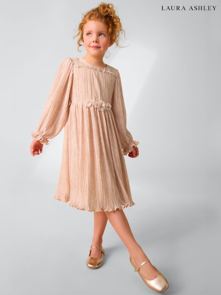 Laura Ashley Pink Arlo Pleated Floral Corsage Prom Dress (E92339) | £49 - £53