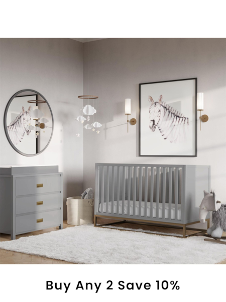 Little Seeds Grey/Gold Haven 3-in-1 Convertible Cot Bed (E92544) | £380