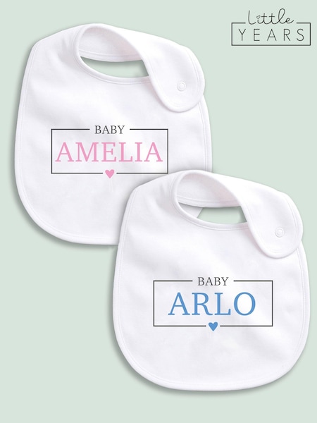 Personalised Name 100% Cotton Bib by Little Years (E92615) | £14