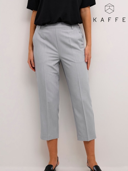 Kaffe Kasakura HW Cropped Relaxed Fit High Waist Length Regular Leg Trousers (E92695) | £45