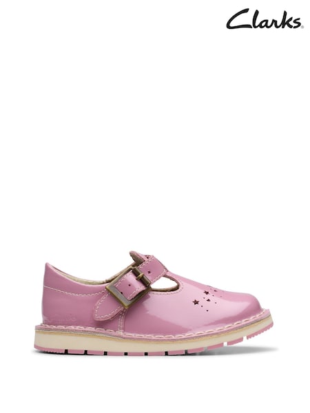 Clarks Pink Standard Fit (F) Patent Joyful Skip Toddler Shoes (E92734) | £38