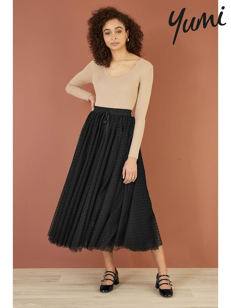 Yumi Black Mesh Tulle Skirt (E92888) | £55