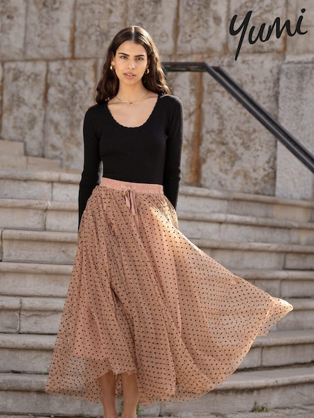 Yumi Nude Mesh Tulle Skirt (E92894) | £55