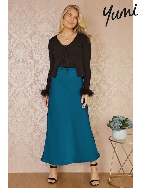 Yumi Blue Satin Midi Skirt (E92897) | £40