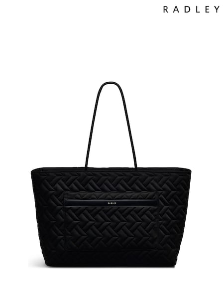 Radley Large Holland Park Quilt Zip Top Black Tote Bag (E93015) | £149