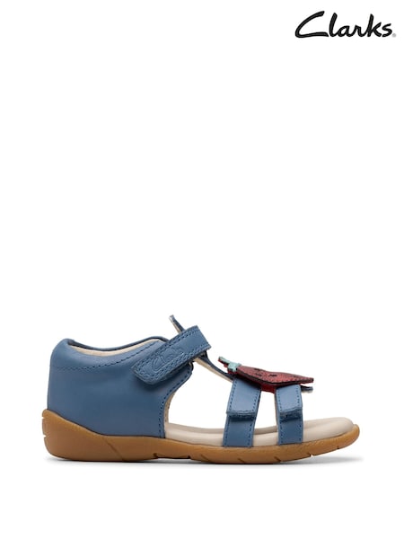 Clarks Blue Standard Fit (F) Leather Playsun Reef  T. Sandals (E93088) | £38