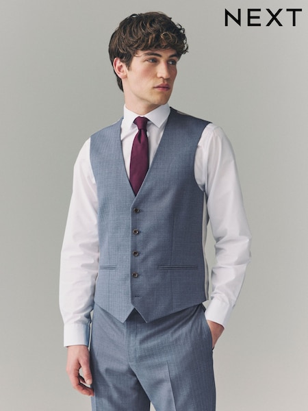 Light Blue Textured Suit Waistcoat (E93211) | £55