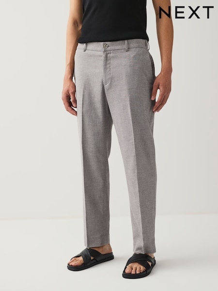 Stone Linen Blend Texture Suit Trousers (E93220) | £50