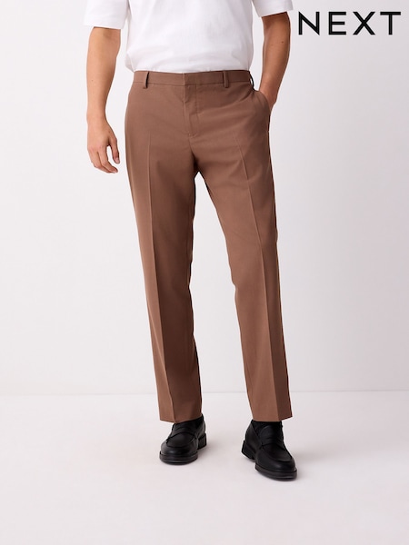Rust Brown Tailored Fit Tuxedo Suit Trousers (E93271) | £40