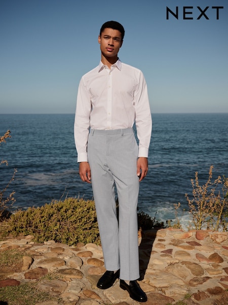 Grey Skinny Fit Striped Suit Trousers (E93279) | £50