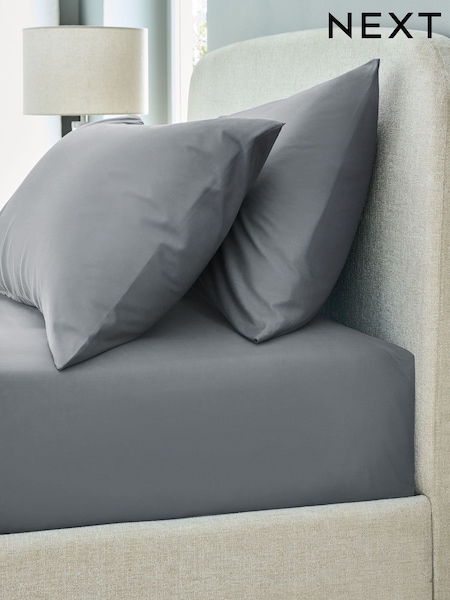Grey Pure 144 Thread Extra Deep Fitted Count 100% Cotton Sheet (E93397) | £12 - £20
