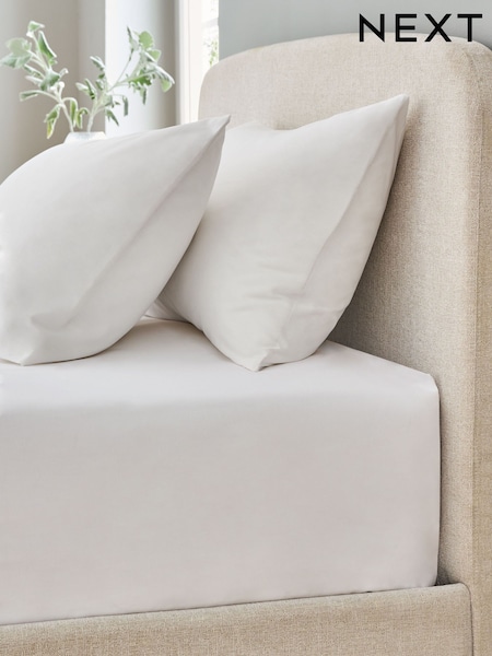 White Pure 144 Thread Extra Deep Fitted Count 100% Cotton Sheet (E93398) | £12 - £20