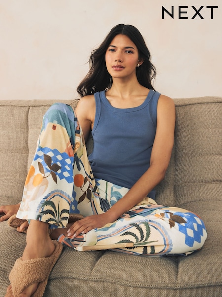 Blue Palms Rib Vest Pyjamas (E93463) | £22