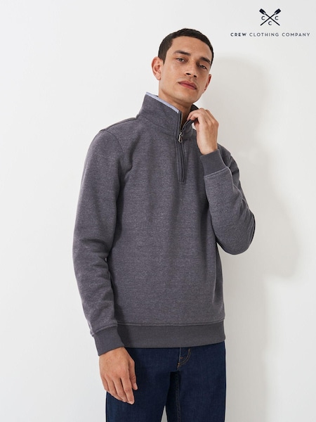 Crew Clothing Grey Light Classic Quarter Zip Sweatshirt (E93499) | £65