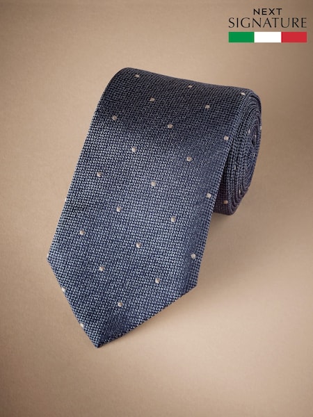 Steel Blue/Neutral Brown Signature Made In Italy Polka Dot Tie (E93538) | £35