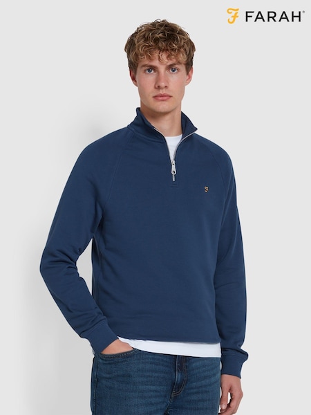 Farah Blue Jim Quarter-Zip Sweatshirt (E93606) | £75