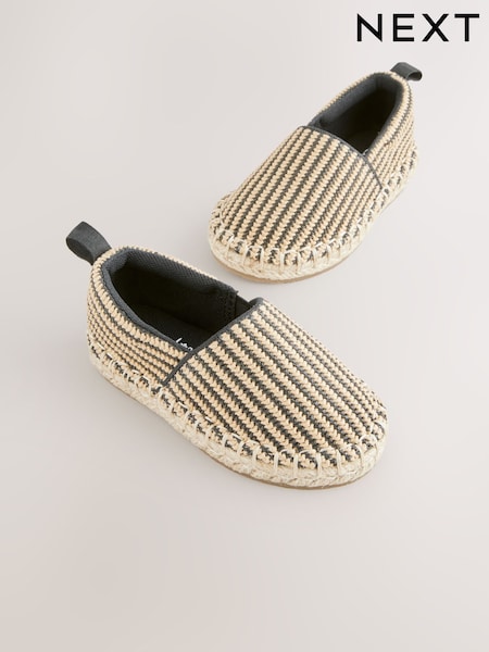 Neutral/Black Stripe Espadrille Shoes (E93666) | £15 - £19