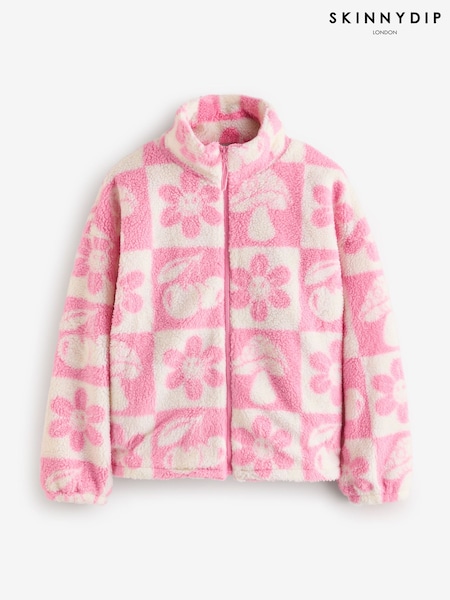 Checker Icon Borg Fleece in Pink (E93835) | £70