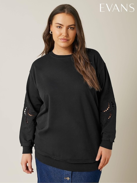 Evans Cutwork Crew Neck 100% Cotton Sweatshirt (E93931) | £42