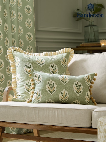 Sanderson Sage Sessile Leaf Ruffled Rectangular Cushion (E93965) | £28