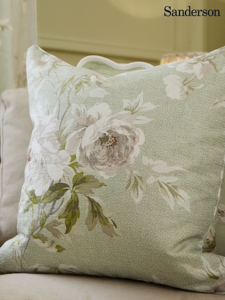 Sanderson Sage Adele Floral Printed Piped Cushion (E93968) | £44