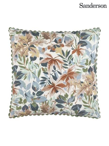 Sanderson Forest or Rust Robins Wood Woodland Flora Scalloped Cushion (E93979) | £30