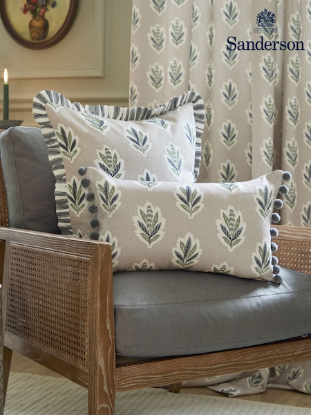 Sanderson Flax Sessile Leaf Ruffled Rectangular Cushion (E93980) | £28