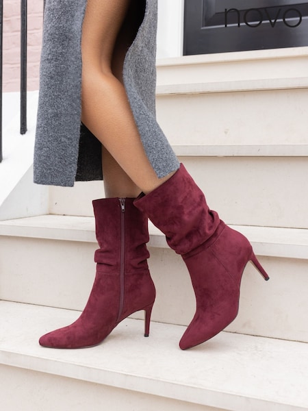 Novo Red Dekota Ruched Point Mid Calf Boots (E94032) | £49