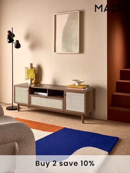MADE.COM Dark Oak Effect Pavia Rattan Superwide Up to 50 Inch TV Unit (E94167) | £379