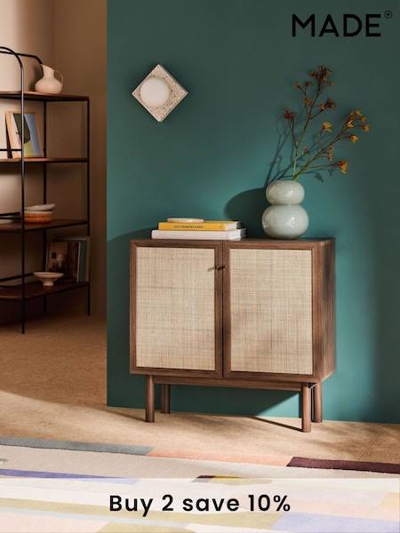 MADE.COM Dark Oak Effect Pavia Rattan Small Sideboard (E94171) | £249