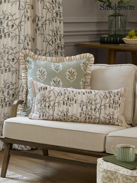 Sanderson Linen Chinese Lanterns Floral Embroidered Cushion (E94195) | £50